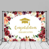 Aperturee - Floral Glitter Gold Graduation Photo Booth Backdrop